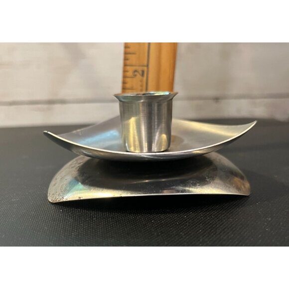 Danish Styler Avon Mid-Century Modern Stainless Steel Taper Candle Holder - Picture 9 of 9